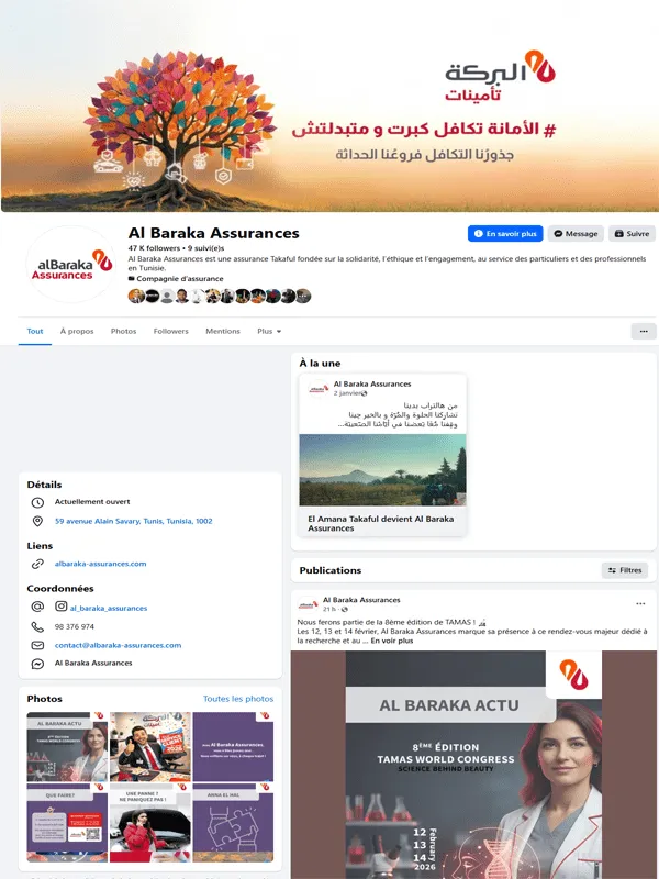 Gestion de réseaux sociaux Al Baraka Assurances - The Webside
