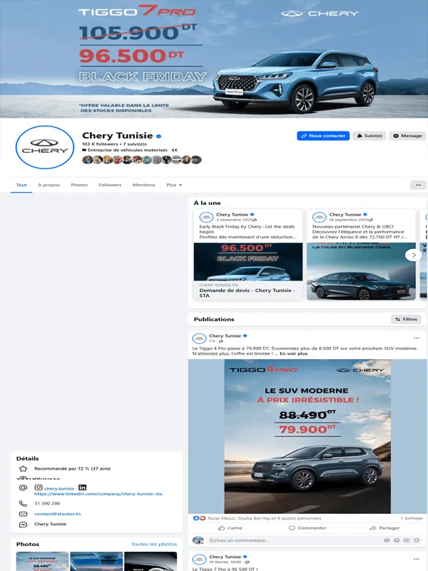 Stratégie social media Chery - The Webside