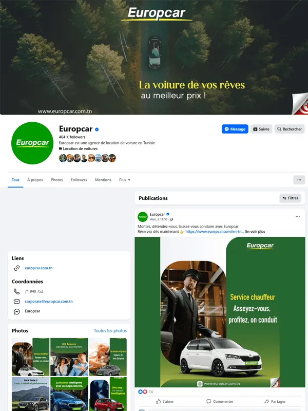 Création de contenu social media Europcar - The Webside